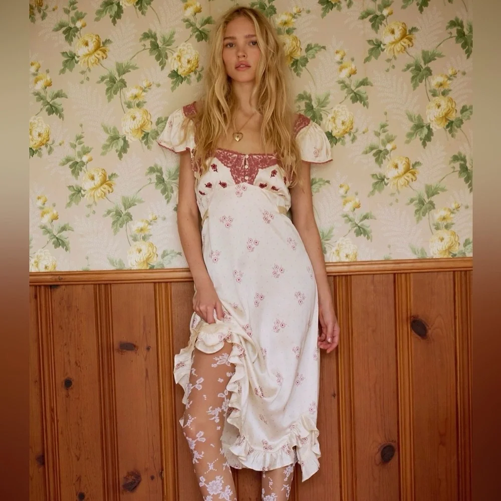 NWT! Free People Haven Embroidered Midi Dress - Picture 1 of 15
